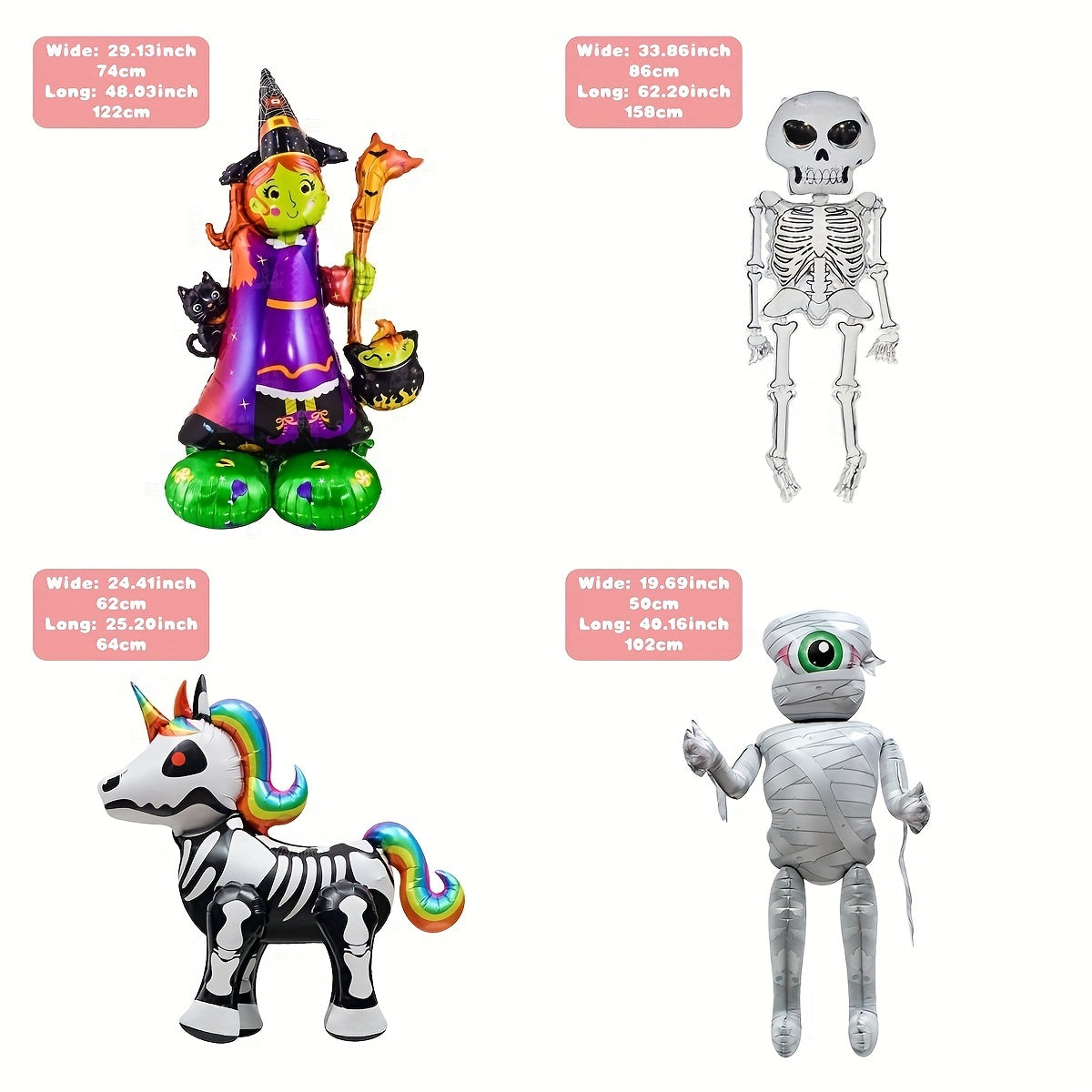 Halloween Party Decorations Foil Balloons Witch Mummy Skeleton