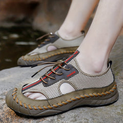Men's Breathable Mesh Sandals Drawstring Closure Summer Walking Shoes