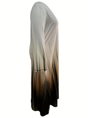 Graphic Print Long Sleeve V Neck Maxi Dress