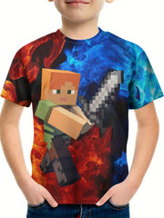 Kids 3D Print Casual T shirt Creative Fighting Graphic Tees