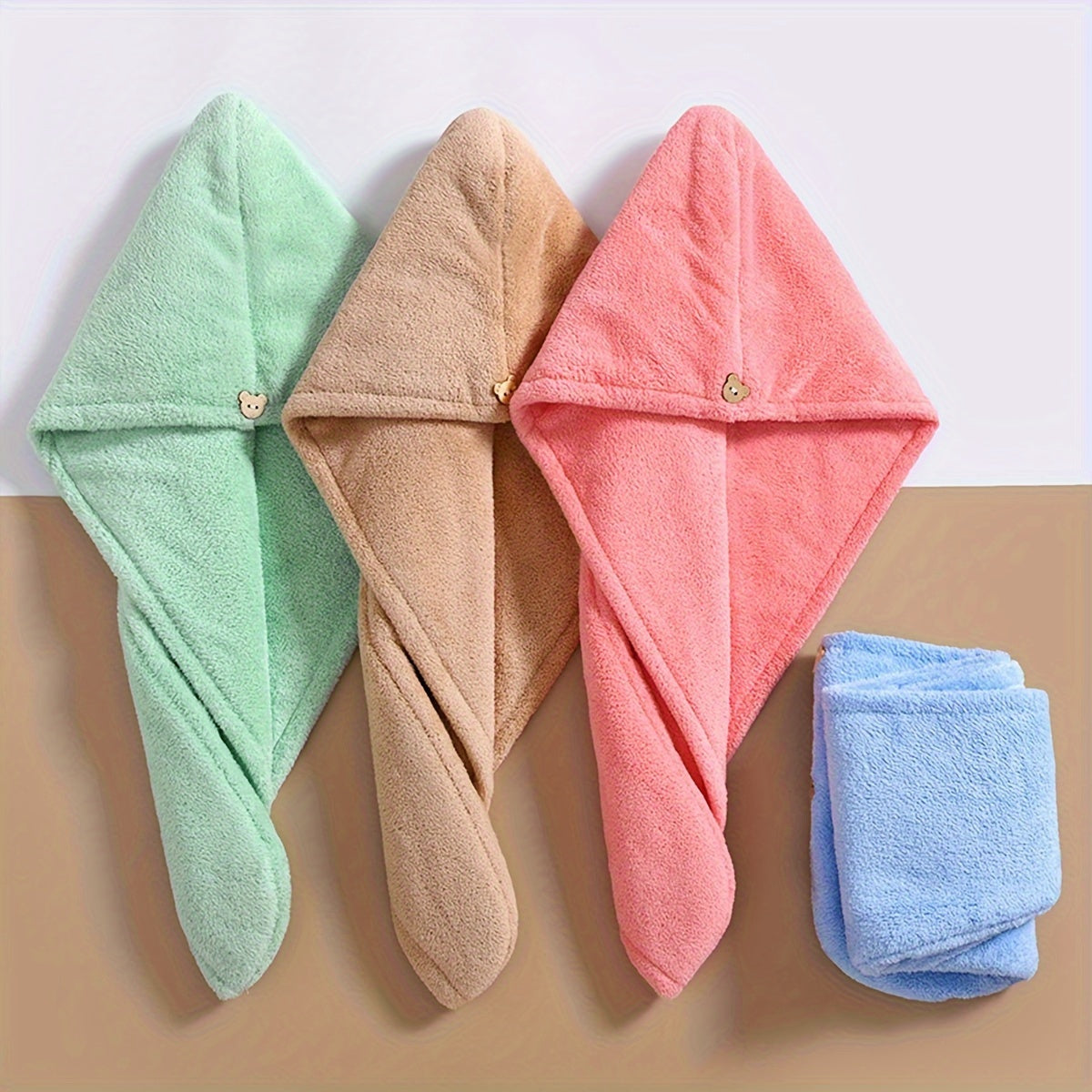 Quick Drying Hair Cap Absorbent Coral Fleece Shower Cap with Thickened Towel