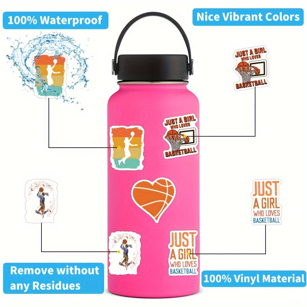 60pcs Girl Basketball Stickers Water Bottle Laptop Stickers For Girls