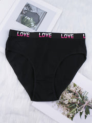 6pcs Mixed Letter Tape Briefs Comfy & Breathable Elastic Panties