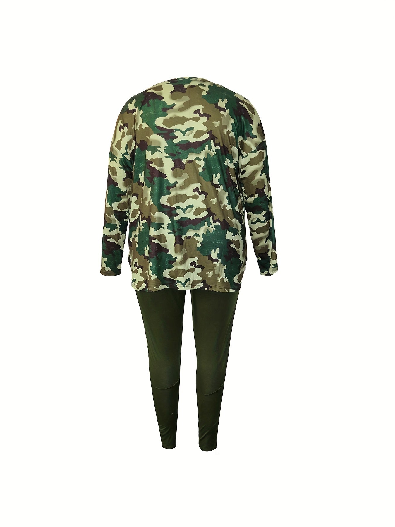 Women's Plus Camo Long Sleeve Tunic Top & Leggings Set