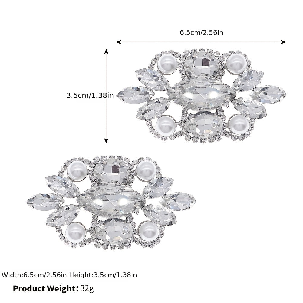 Crystal Shoe Buckles Women Faux Pearl Shoe Clips DIY Craft Decoration