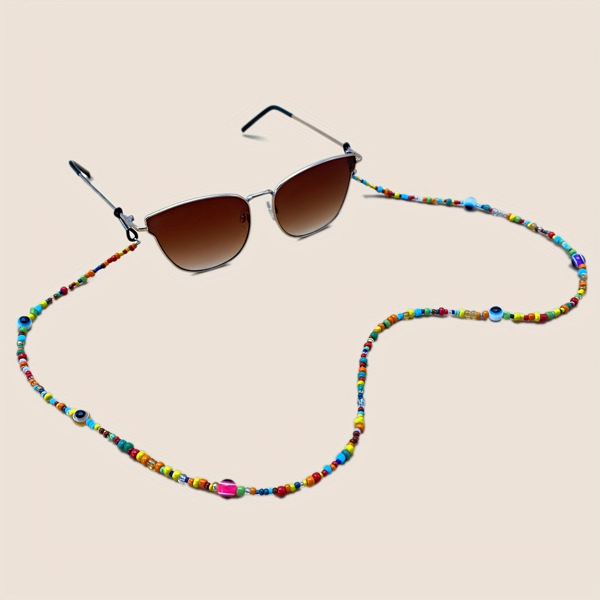 Colorful Rice Beads Glasses Chain - Vibrant Eye Pattern