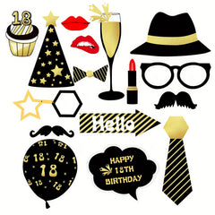 Golden 60th Birthday Party Photo Props Set of 6