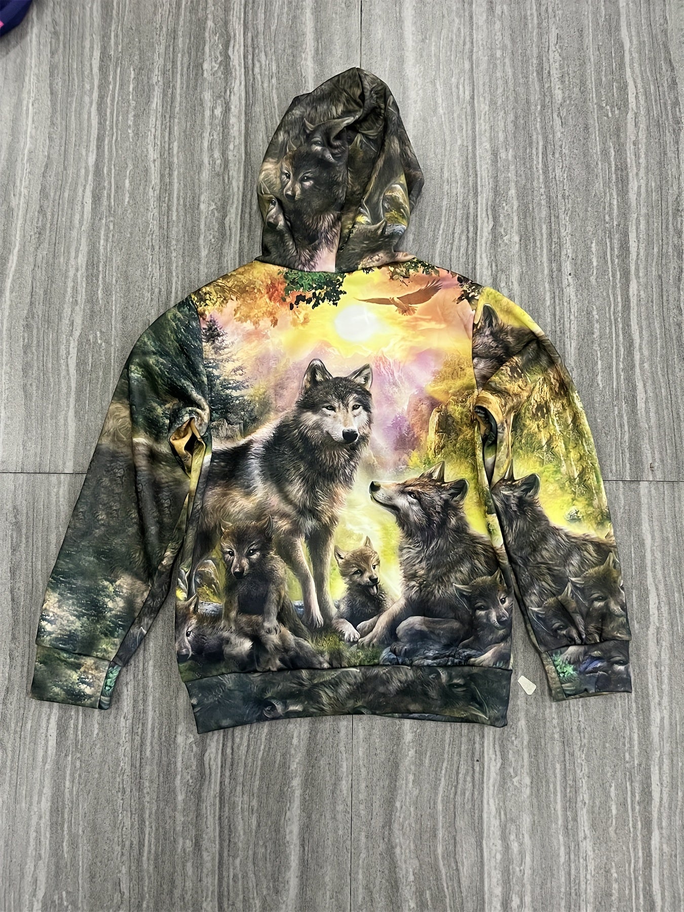 Boy's 3D Wolf Print Hoodie Casual Stretch Hooded Sweatshirt
