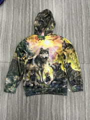 Boy's 3D Wolf Print Hoodie Casual Stretch Hooded Sweatshirt
