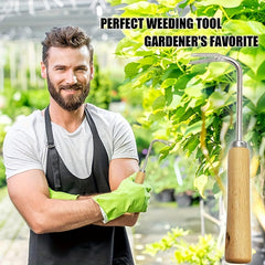 V-shaped Weeding Tool with Solid Wood Handle