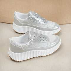Women's Non Slip Platform Sneakers Breathable Lace Up Comfort Shoes
