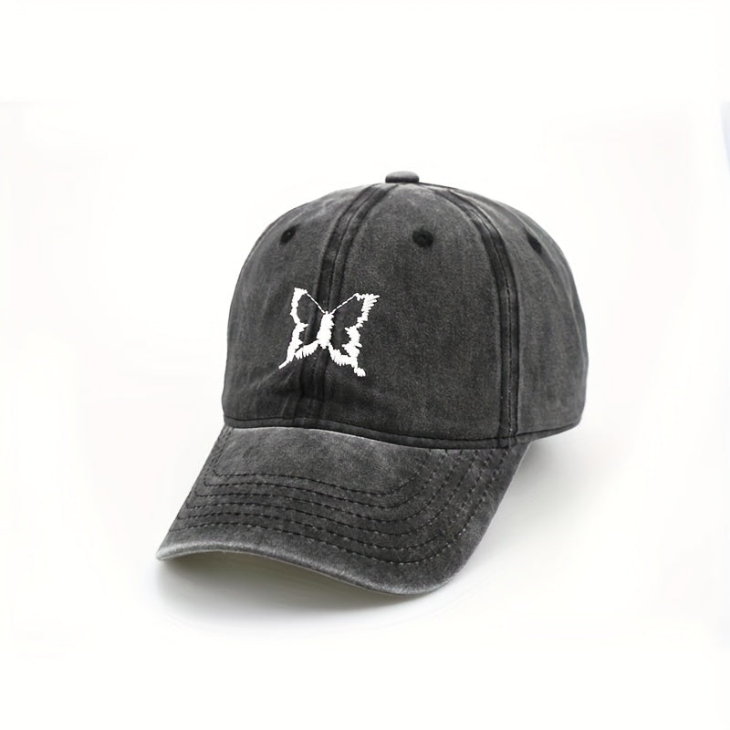 Unisex Butterfly Embroidered Baseball Cap for Outdoor Sport