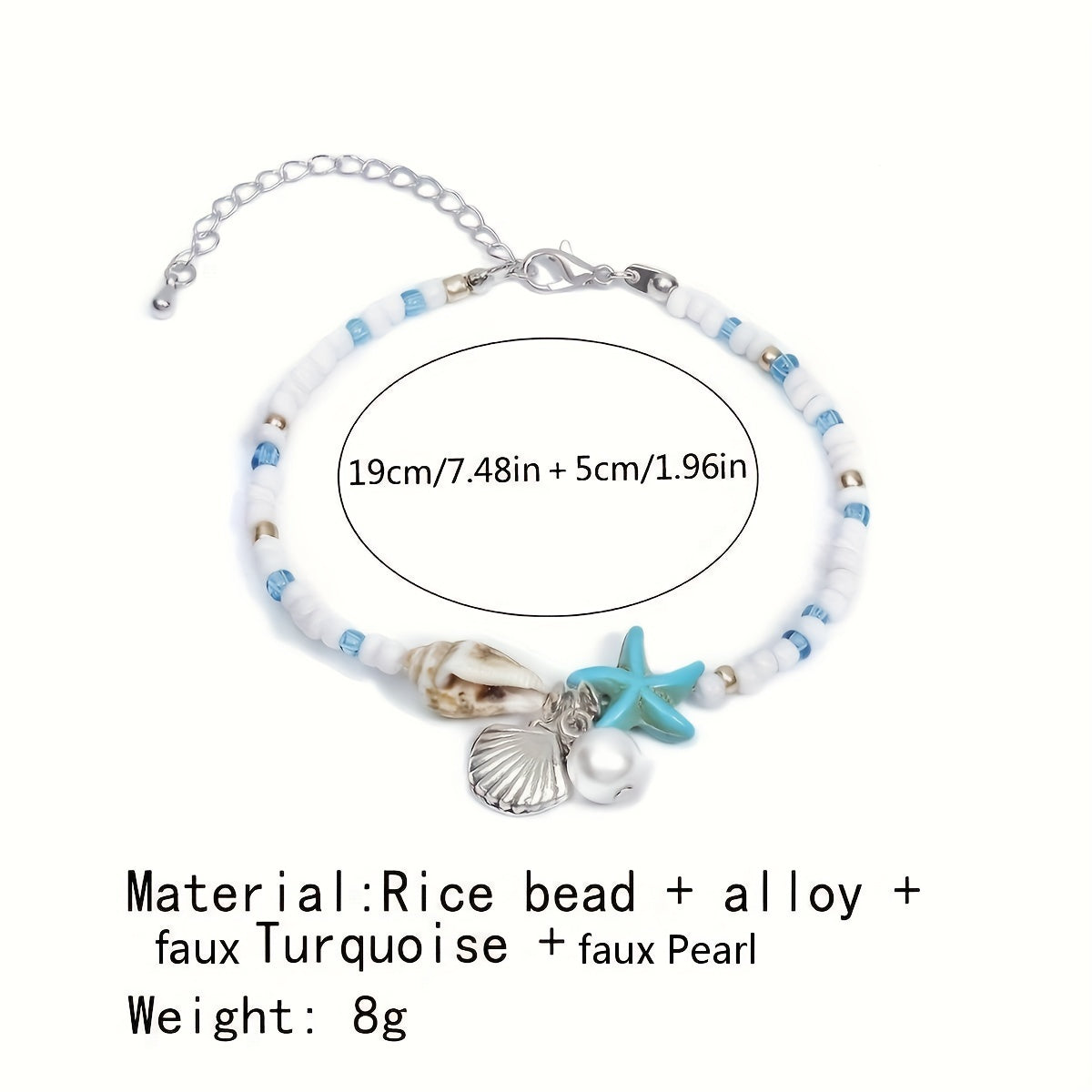 Boho Starfish Braided Bracelet Summer Beach Shell Conch Beads Hand Jewelry
