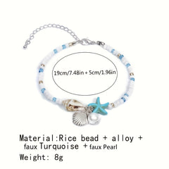 Boho Starfish Braided Bracelet Summer Beach Shell Conch Beads Hand Jewelry