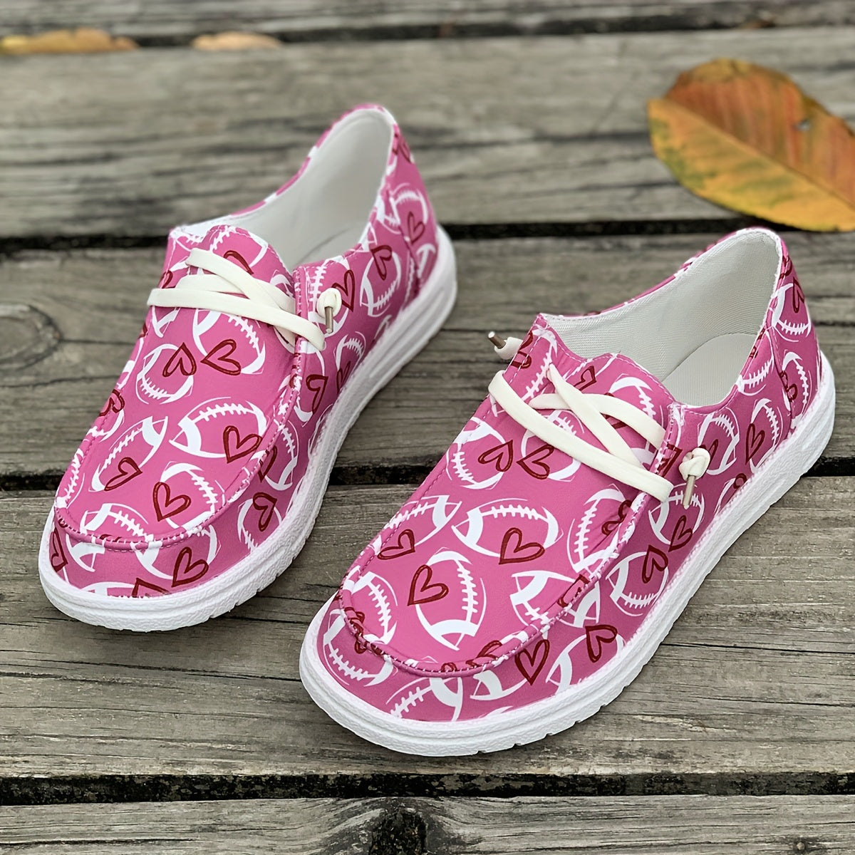 Women's Skateboard Shoes with Rugby Ball Heart Pattern