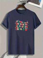 Letter Pattern Print Men's Sports Tee Christmas Style