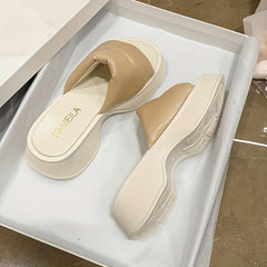 Women's Chunky Heeled Platform Slide Sandals