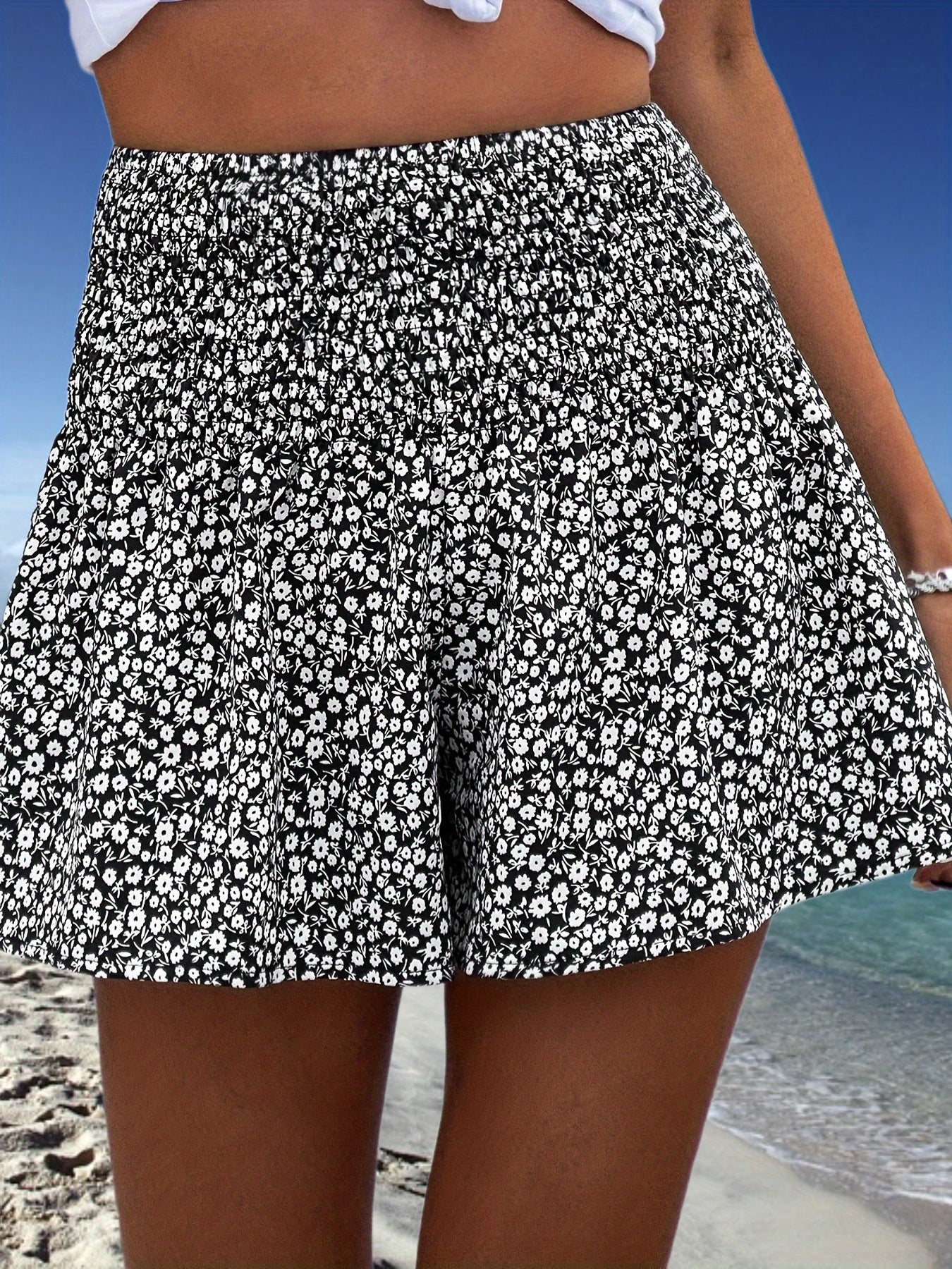 Floral Print Shorts Casual Summer Wide Leg Women's Clothing