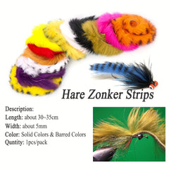 12 Colors Straight Cut Zonker Strips Hare Hair Fur Fly Tying Materials