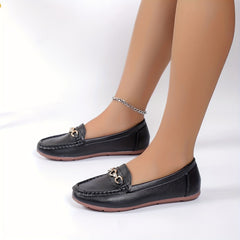 Women's Chain Decor Loafers Slip On Shoes Casual Walking Shoes