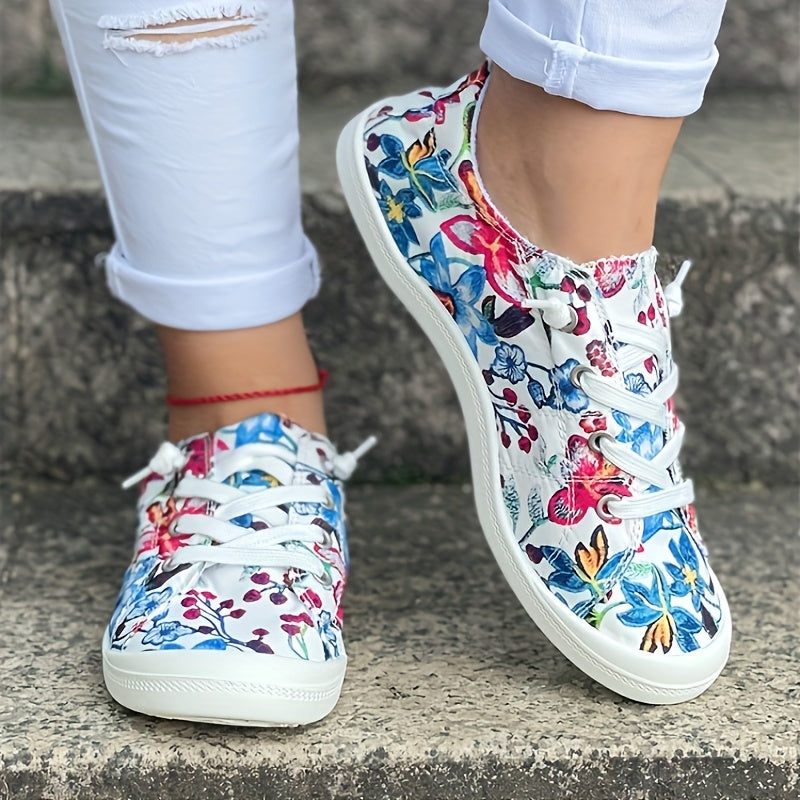 Colorful Floral Pattern Flat Shoes Women's Shallow Mouth Casual Shoes