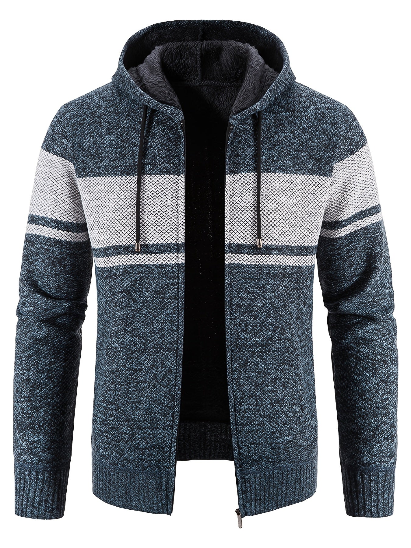 Men's Hooded Plush Sweater with Contrast