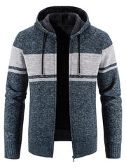 Men's Hooded Plush Sweater with Contrast