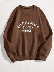 Letter Print Crew Neck Sweatshirt for Women