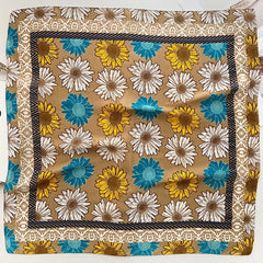 Flower Print Silk Scarf Bandana Neckwear Hair Accessory