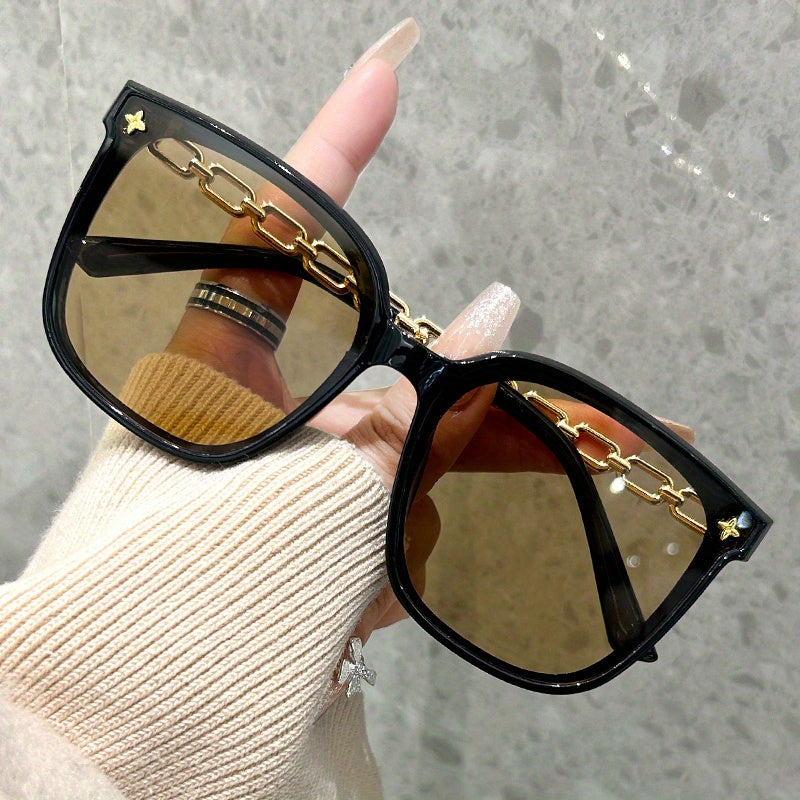 Cat Eye Sunglasses Vintage Square Chain Link Glasses