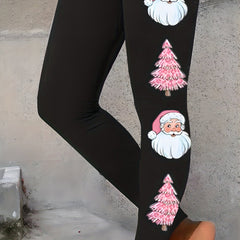 Christmas Print Skinny Leggings Elastic Waist Stretchy Leggings