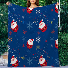 Christmas Santa Snowflake Blanket Soft Lightweight Throw Sofa Bed Couch