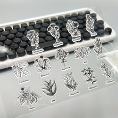 Transparent Plant Silicone Stamp for DIY Handbook Seal
