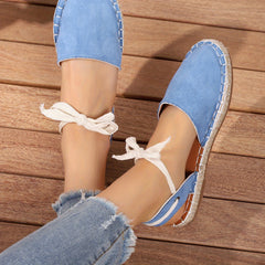 Espadrille Flat Shoes Closed Toe Lace Up Ankle Slingback Sandals