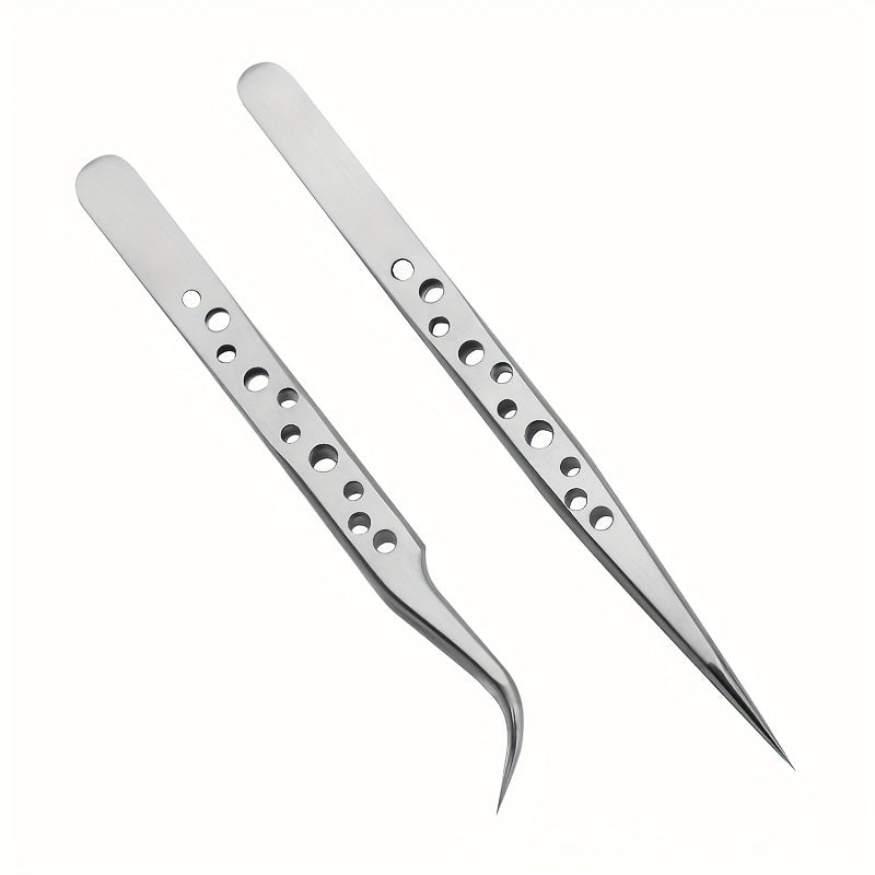 Precision Tweezers Set for Electronics Soldering Maintenance Makeup 2pcs