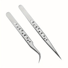 Precision Tweezers Set for Electronics Soldering Maintenance Makeup 2pcs