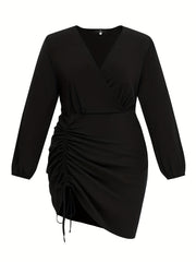 Sexy Lantern Sleeve V Neck Midi Dress