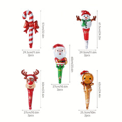 10pcs Christmas Sticks Santa Claus Snowman Candy Cane Deer Head