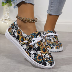 Sunflower Pattern Slip On Women's Casual Shoes