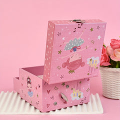 Floral Pink Ballerina Music Box with Mirror