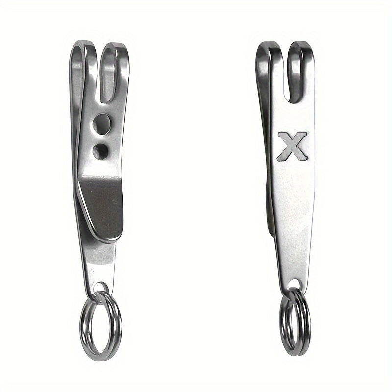 Stainless Steel Mini Pocket Clip Keychain for Outdoor Camping