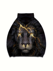 3D Print Lion Hoodie for Men Autumn Winter Graphic Pullover