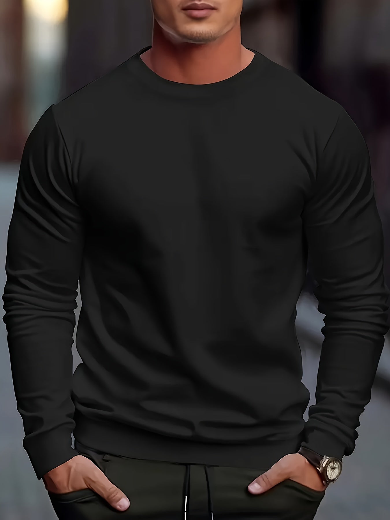 Men's Round Neck Sweatshirt Loose Pullover Autumn Winter