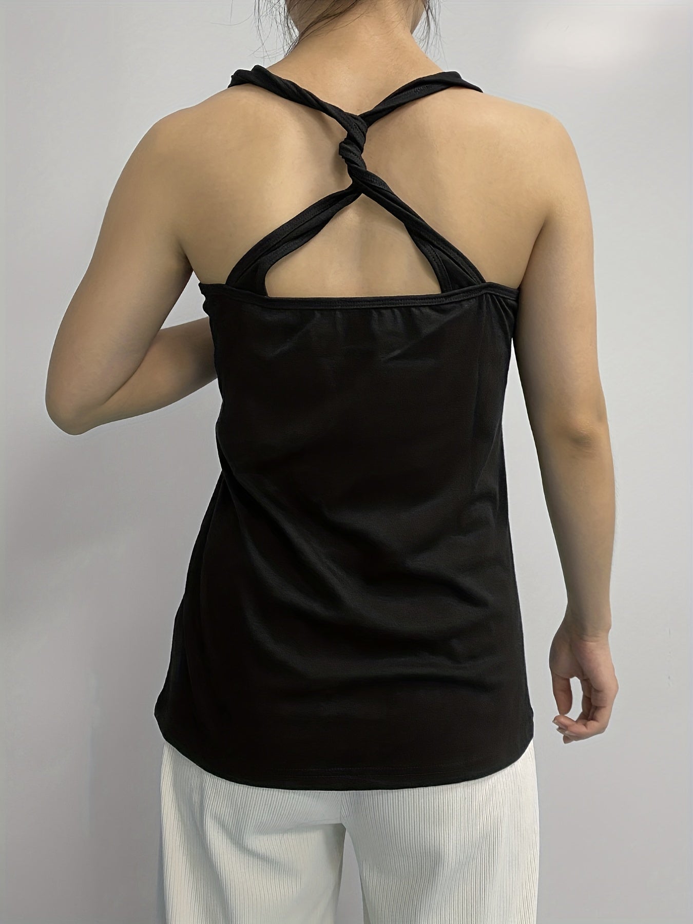 Faith Print Twist Back Tank Top