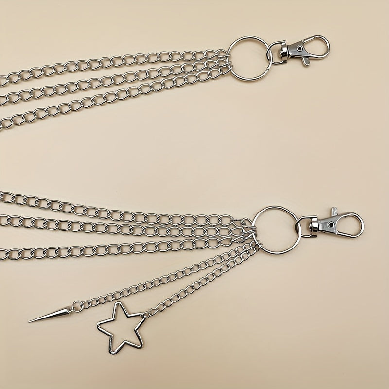 Star 3 Layer Waist Chain Decorative Pant Chain Hip Hop Rock Chain Punk Belt