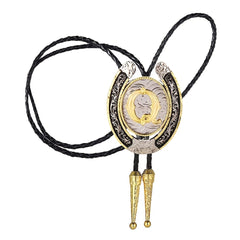 Western Cowboy Zinc Alloy BOLO Tie Natural Round Letter Q Shirt Accessory