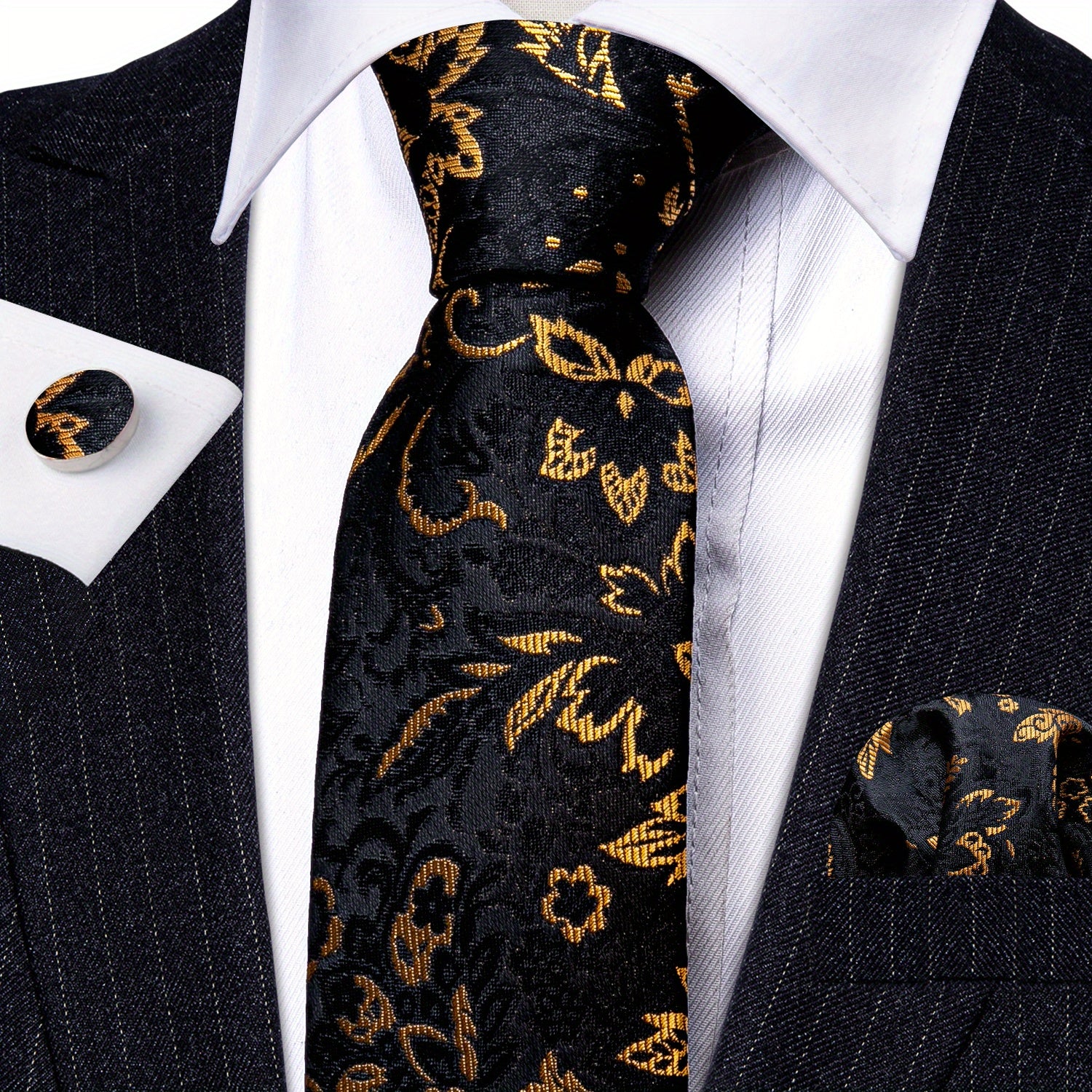 Barry Wang Red&Black Paisley Necktie Set