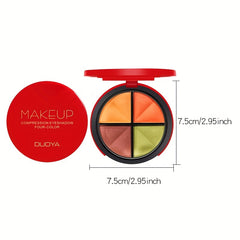 4-Color Matte Eyeshadow Palette - Olive Green Lemon Yellow Pumpkin Orange Brown