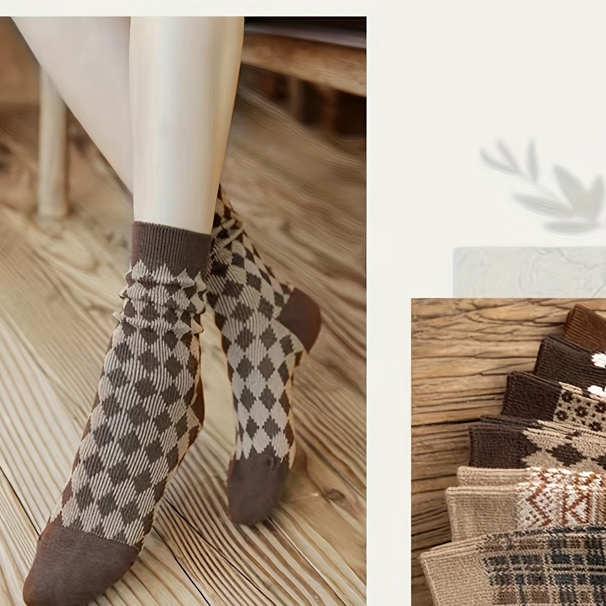 6 Pairs Women's Cotton Mid-calf Socks for Autumn and Winter