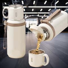 316 SS Insulated Water Bottle with Rope - Portable Kettle Coffee Cup Lid